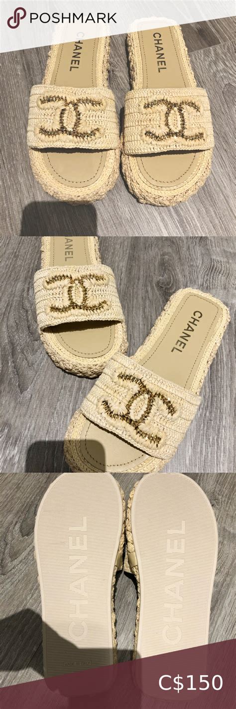 chanel light beige cord mules sandals|Chanel kid sandals.